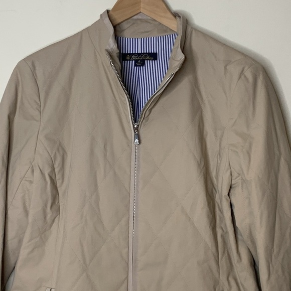 Brooks Brothers | Tan Khaki Diamond Stitch Quilted Double Zipper Jacket 6 - Picture 4 of 15
